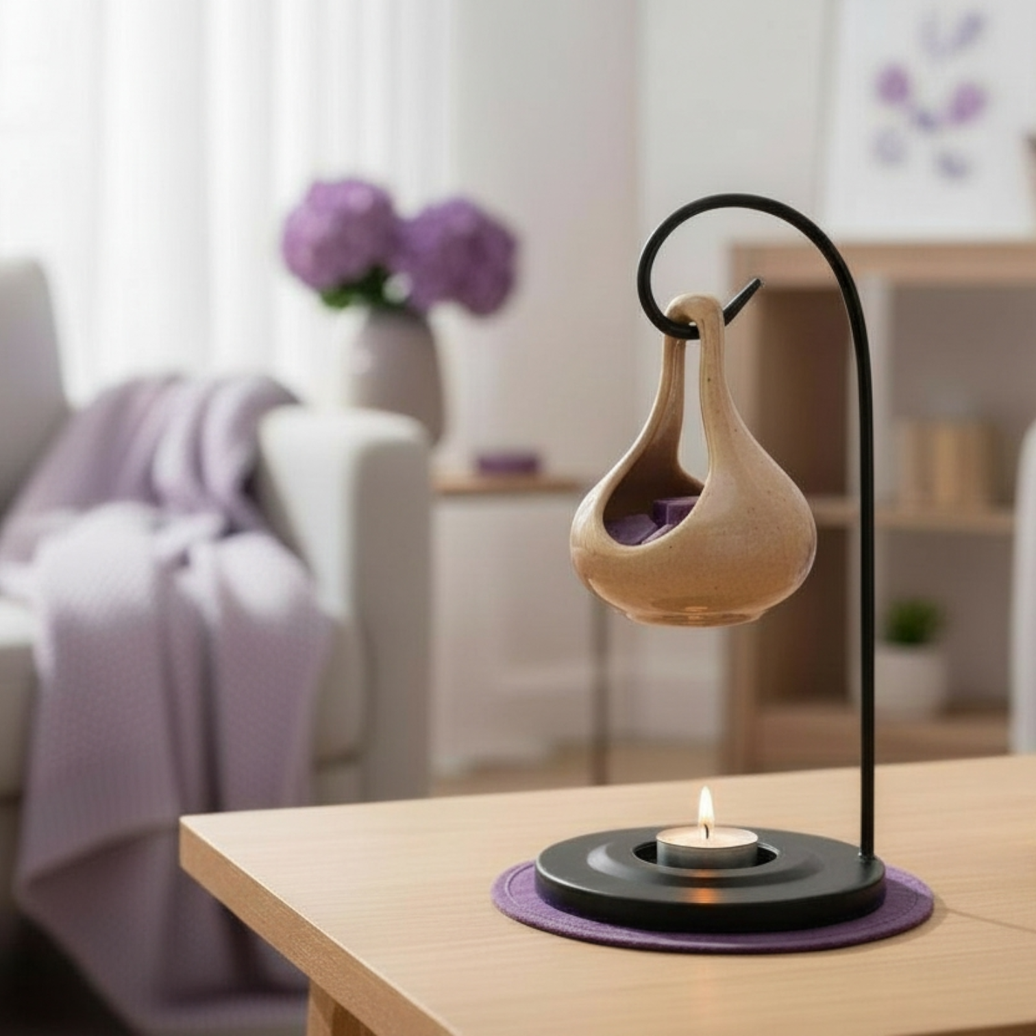 Kominek kropla wisząca beżowa